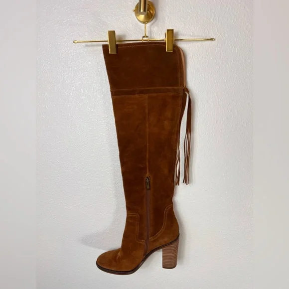 Franco Sarto Knee High Suede Side Zip Boots Size 6.5 - Picture 4 of 11